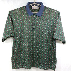 Slazenger Green Paisley Golf Polo Shirt Mens XL S/S Cool Performance Cotton